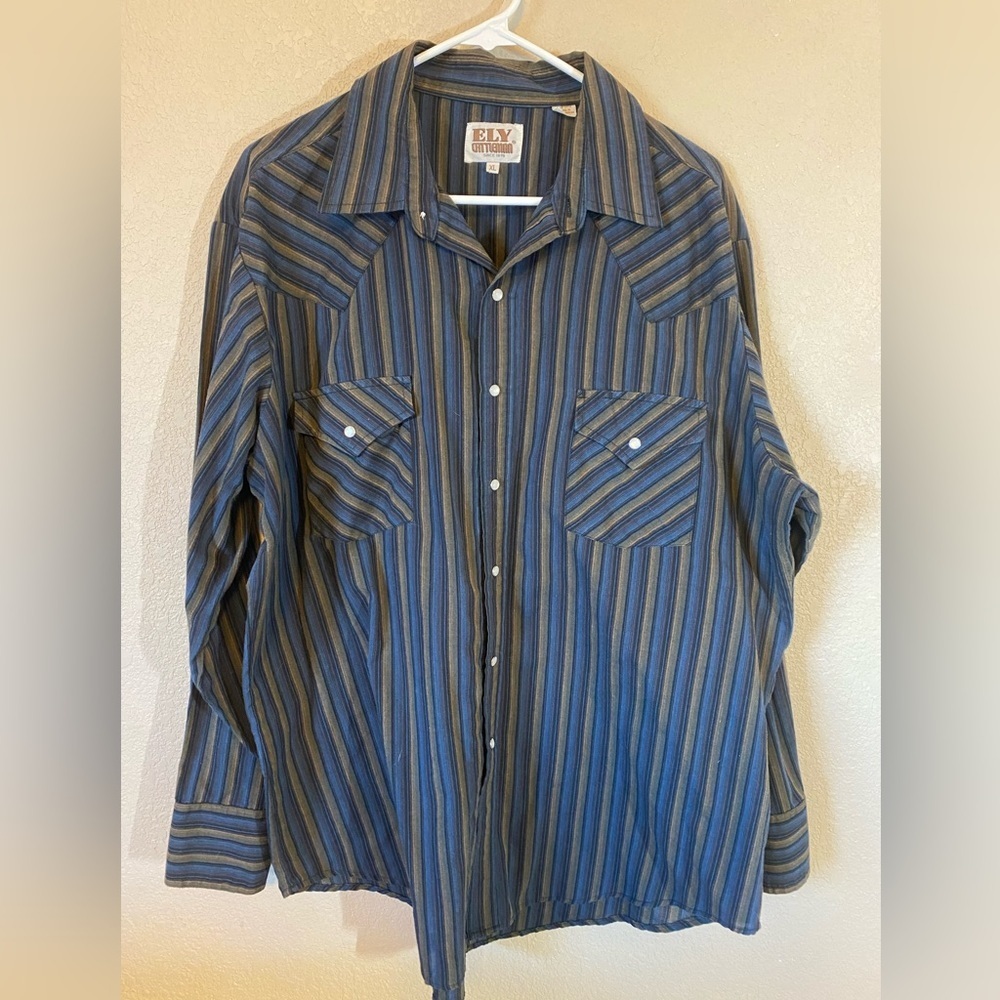 Vintage Ely Cattleman Western Pearl Snap, Size XL